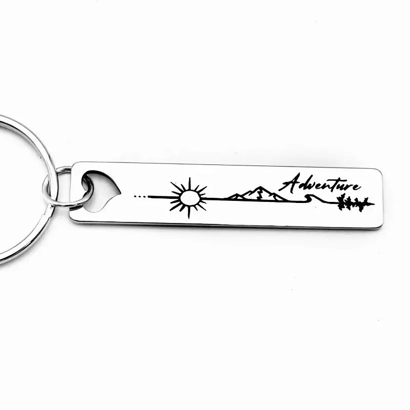 Adventure Mountain Scene Metal Keychain