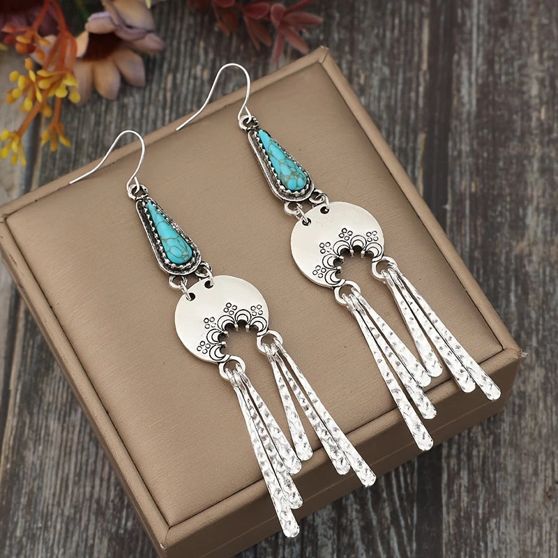 Turquoise Tassel Bohemian Earrings