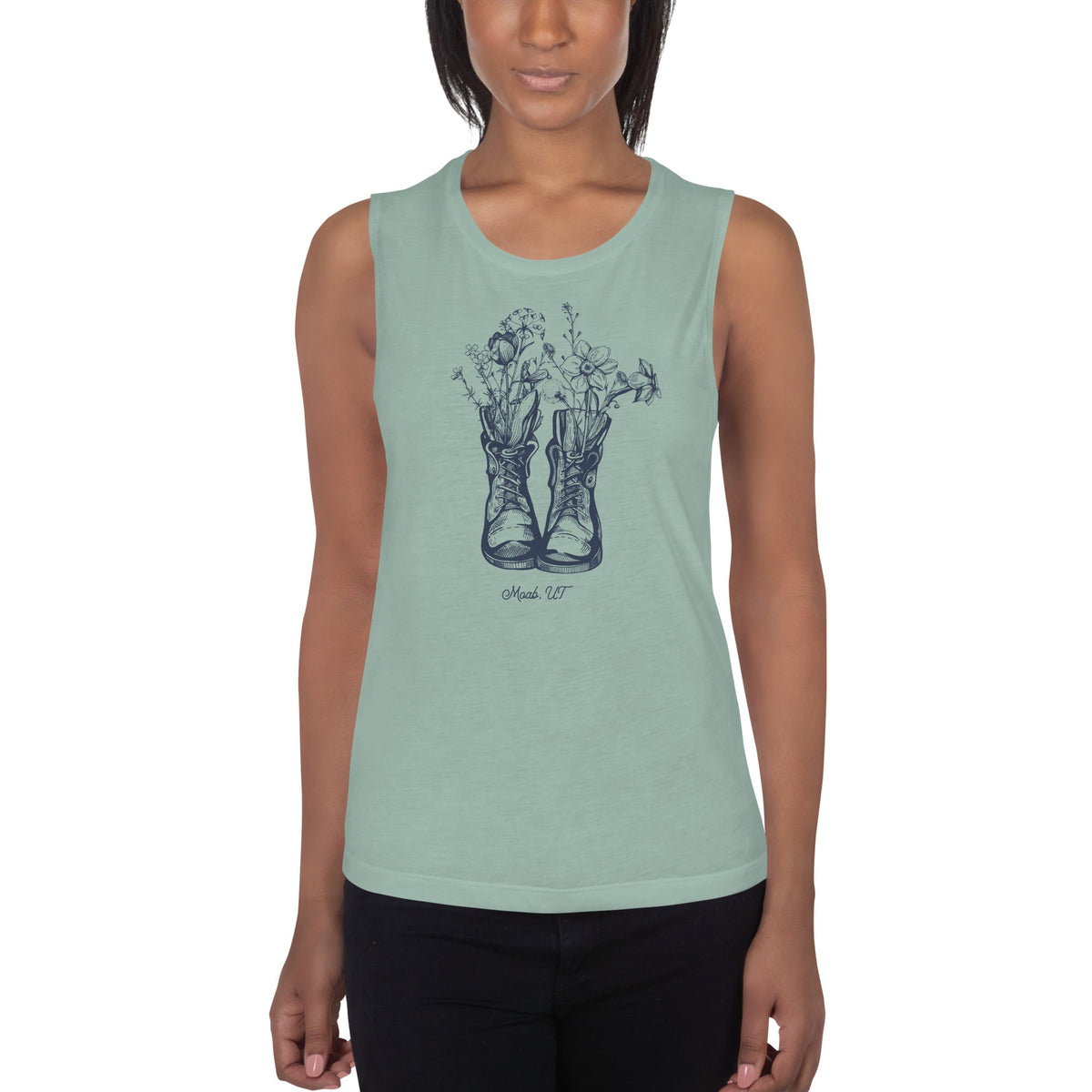 Hiking Boot Flowers Moab, UT Ladies' Yoga Tank